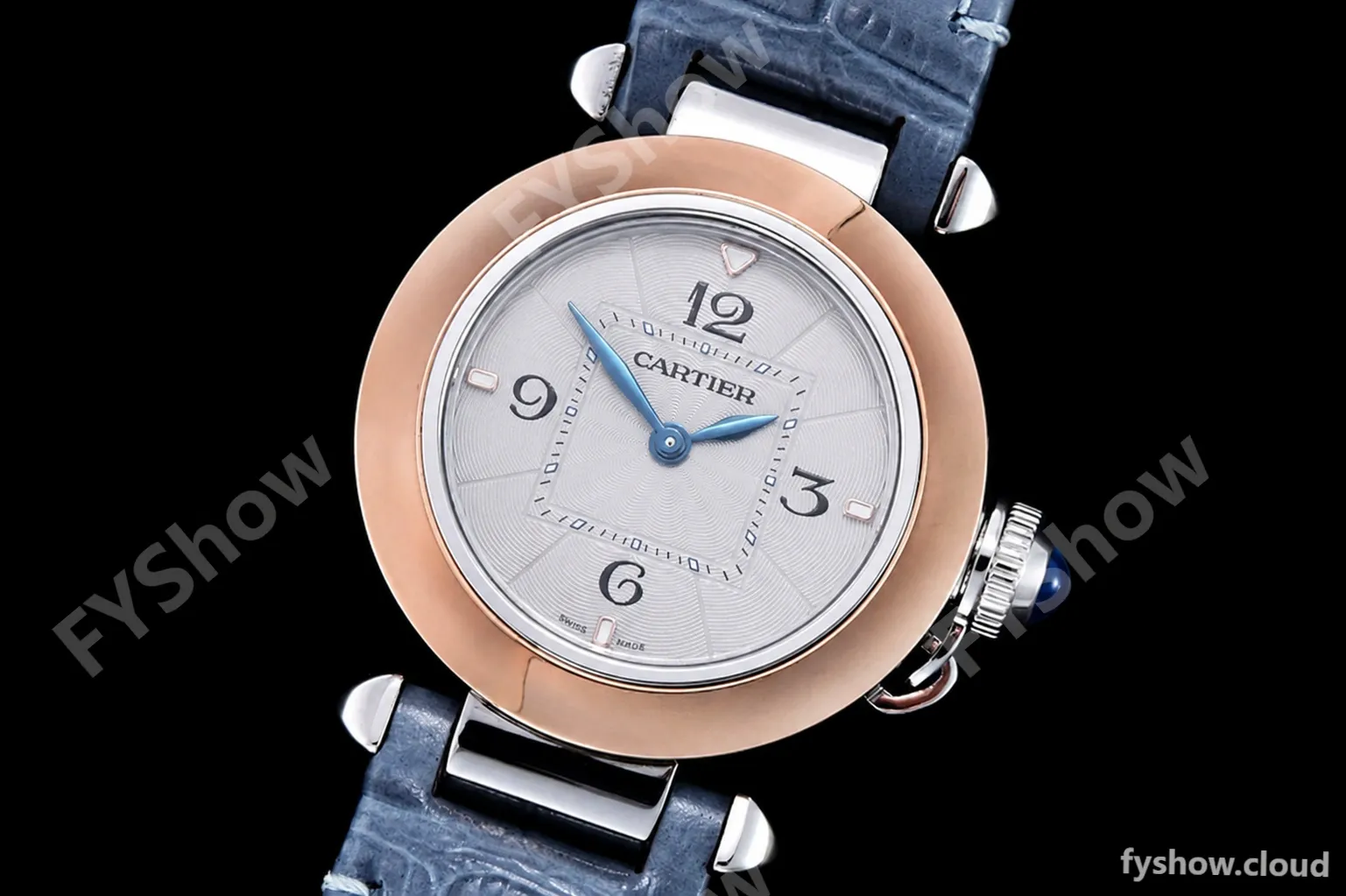 Cartier - Pasha Ladies Blue RG/SS/LE White/Num AF Qtz - Image 4