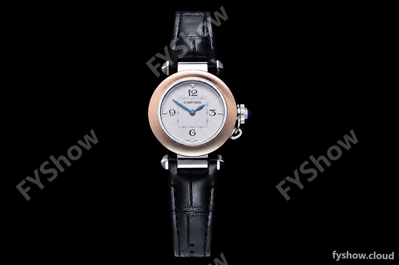 Cartier - Pasha Ladies Blk RG/SS/LE White/Num AF Qtz