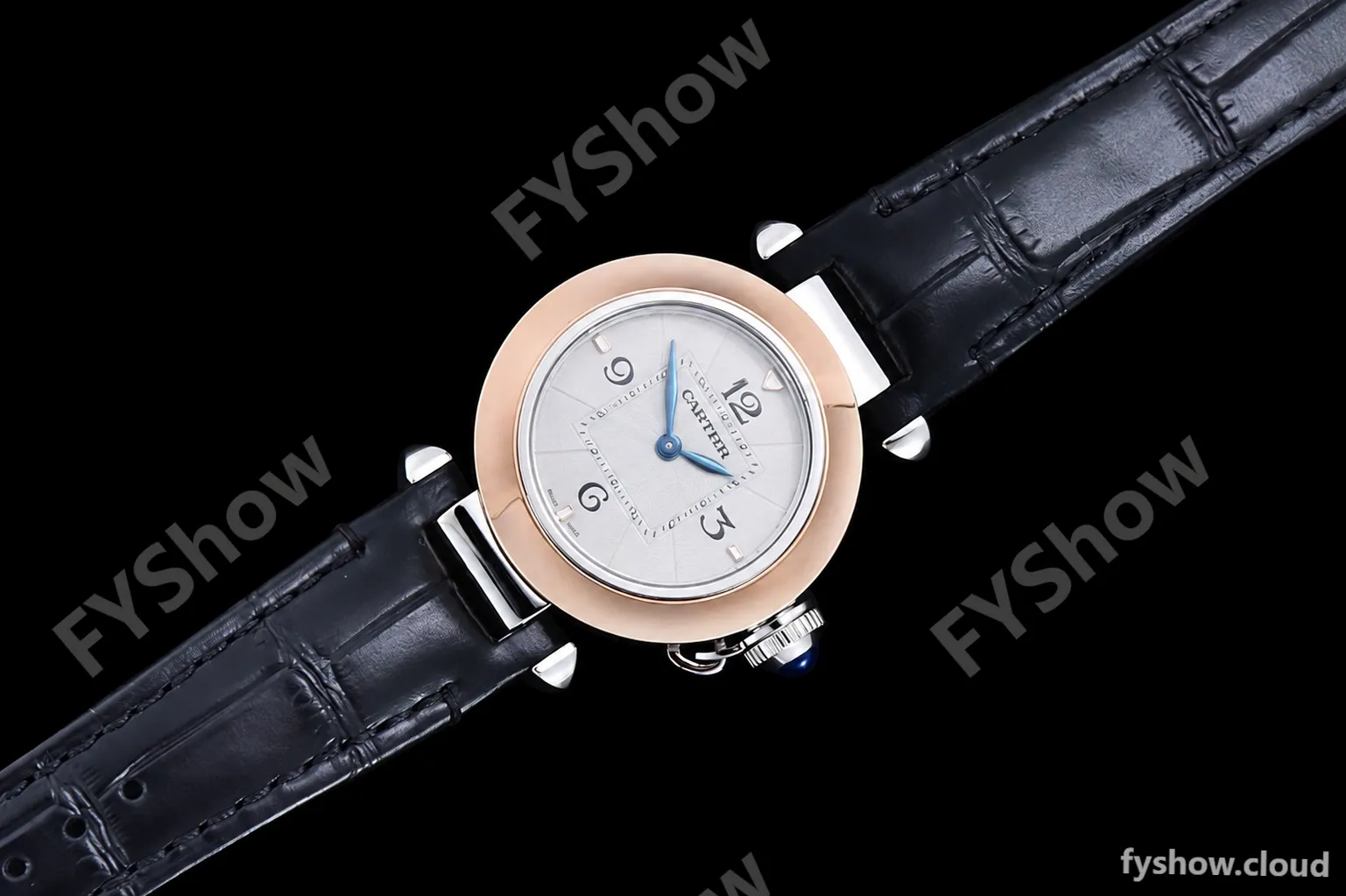 Cartier - Pasha Ladies Blk RG/SS/LE White/Num AF Qtz - Image 3