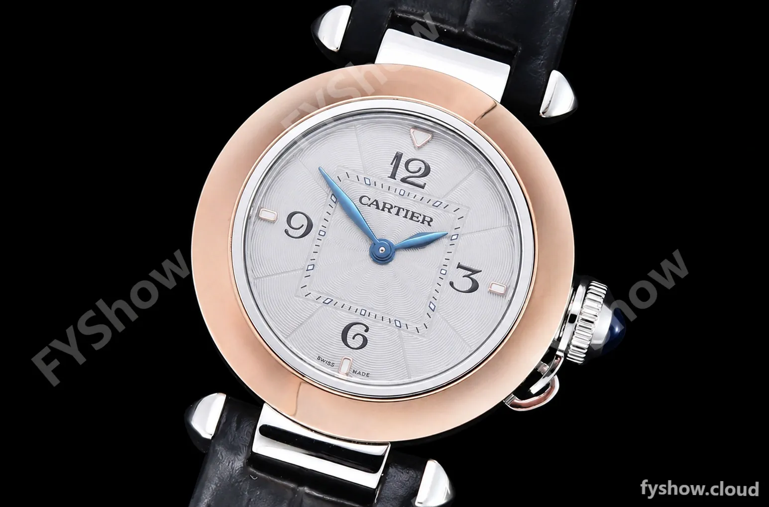 Cartier - Pasha Ladies Blk RG/SS/LE White/Num AF Qtz - Image 4