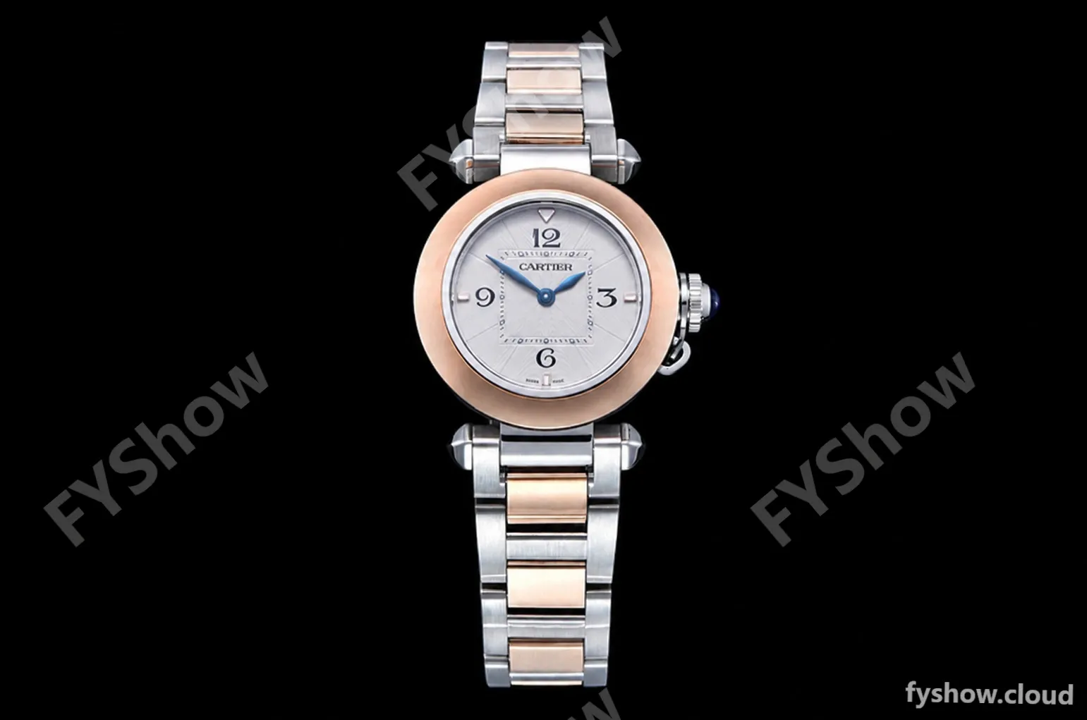Cartier - Pasha Ladies RG/SS White/Num AF Qtz