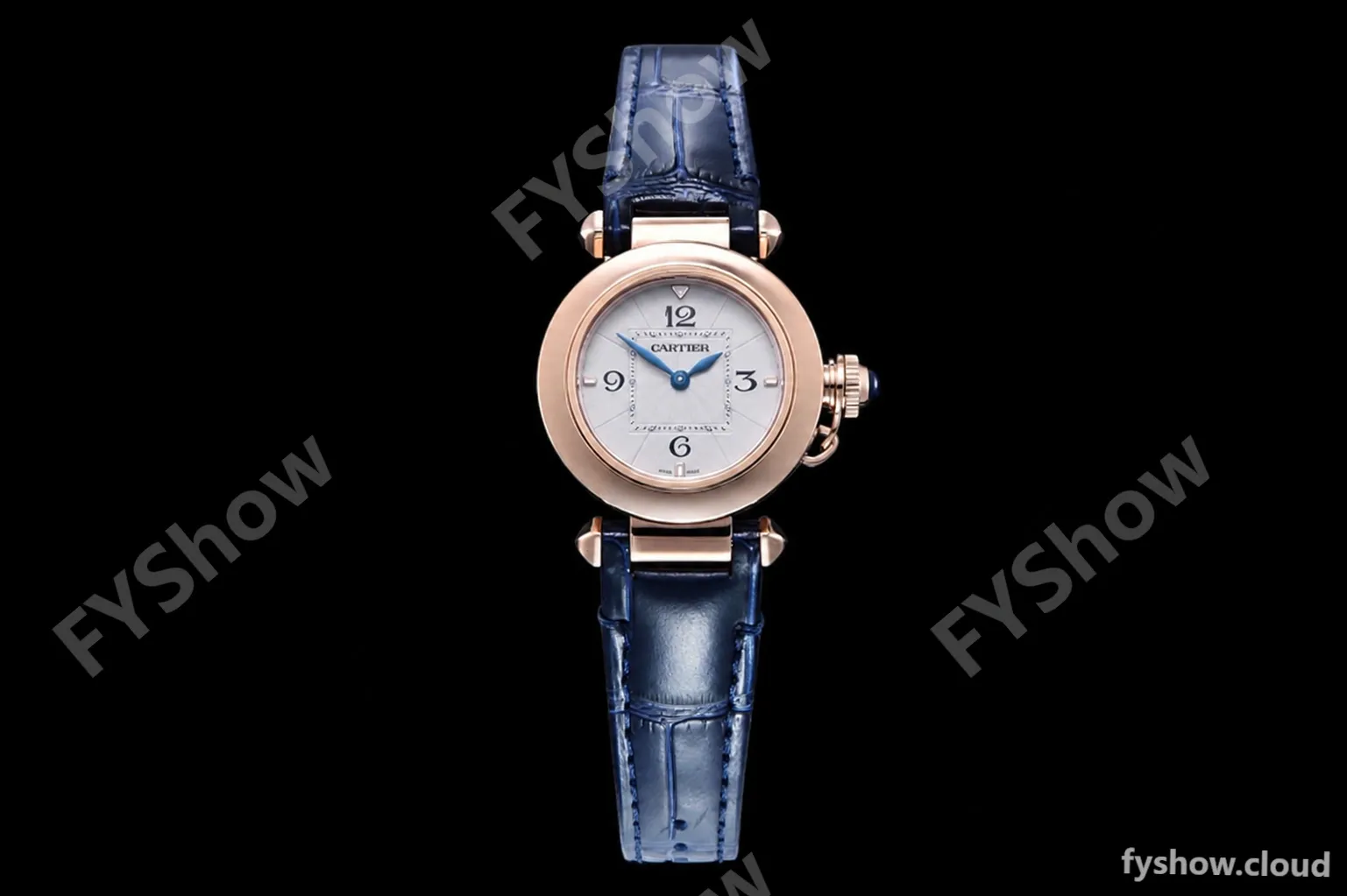 Cartier - Pasha Ladies Blue RG/LE White/Num AF Qtz