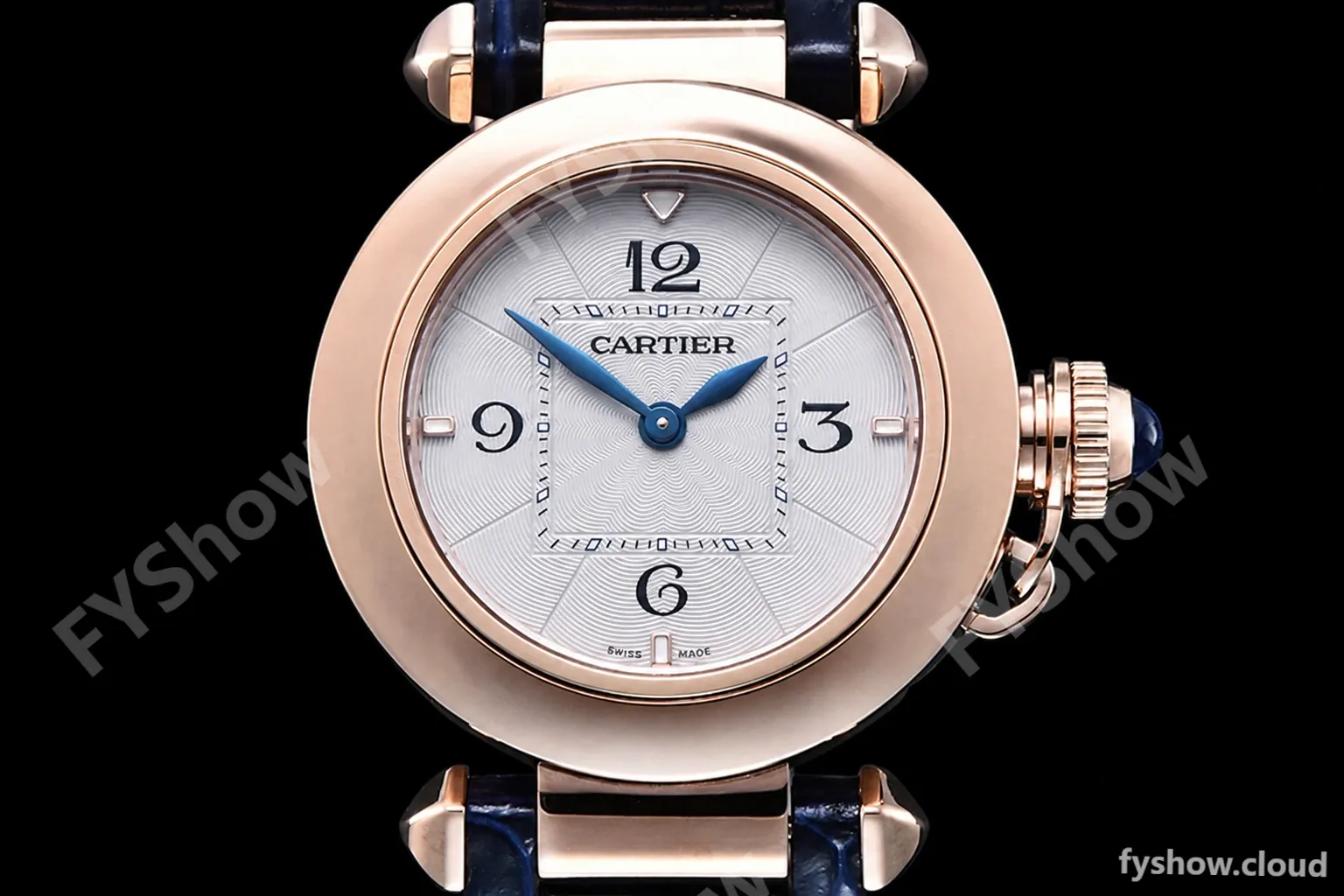 Cartier - Pasha Ladies Blue RG/LE White/Num AF Qtz - Image 2