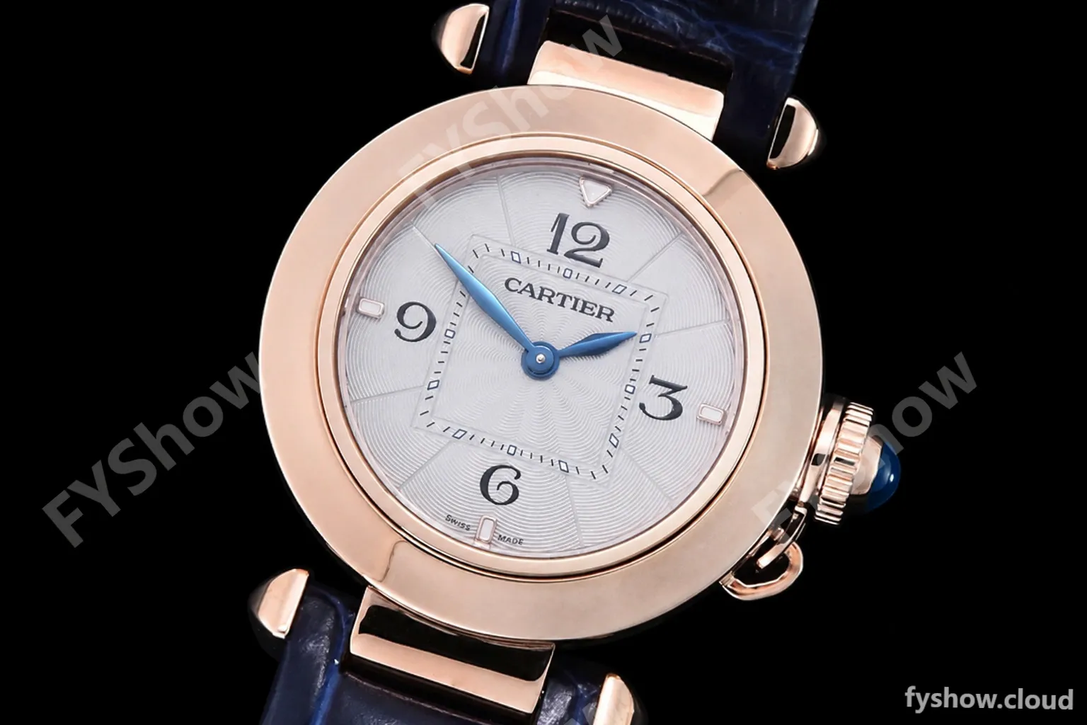 Cartier - Pasha Ladies Blue RG/LE White/Num AF Qtz - Image 3