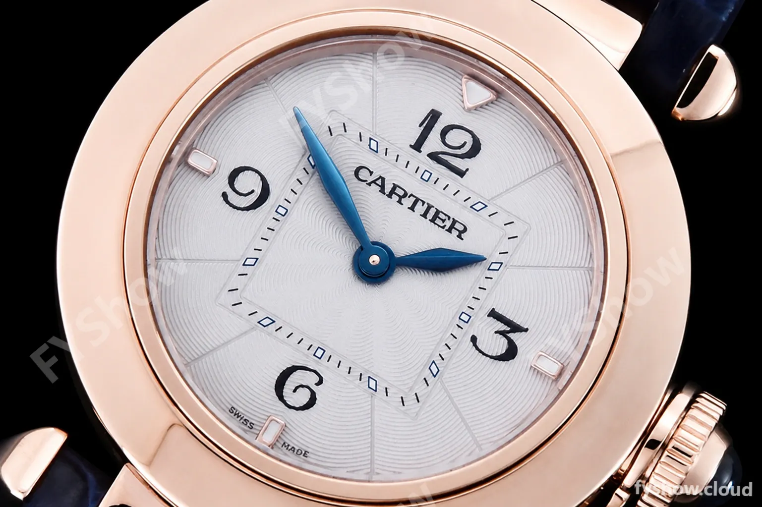 Cartier - Pasha Ladies Blue RG/LE White/Num AF Qtz - Image 4