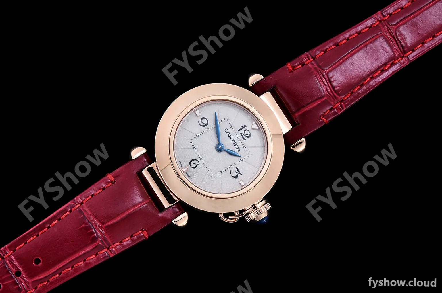 Cartier - Pasha Ladies Red RG/LE White/Num AF Qtz - Image 3
