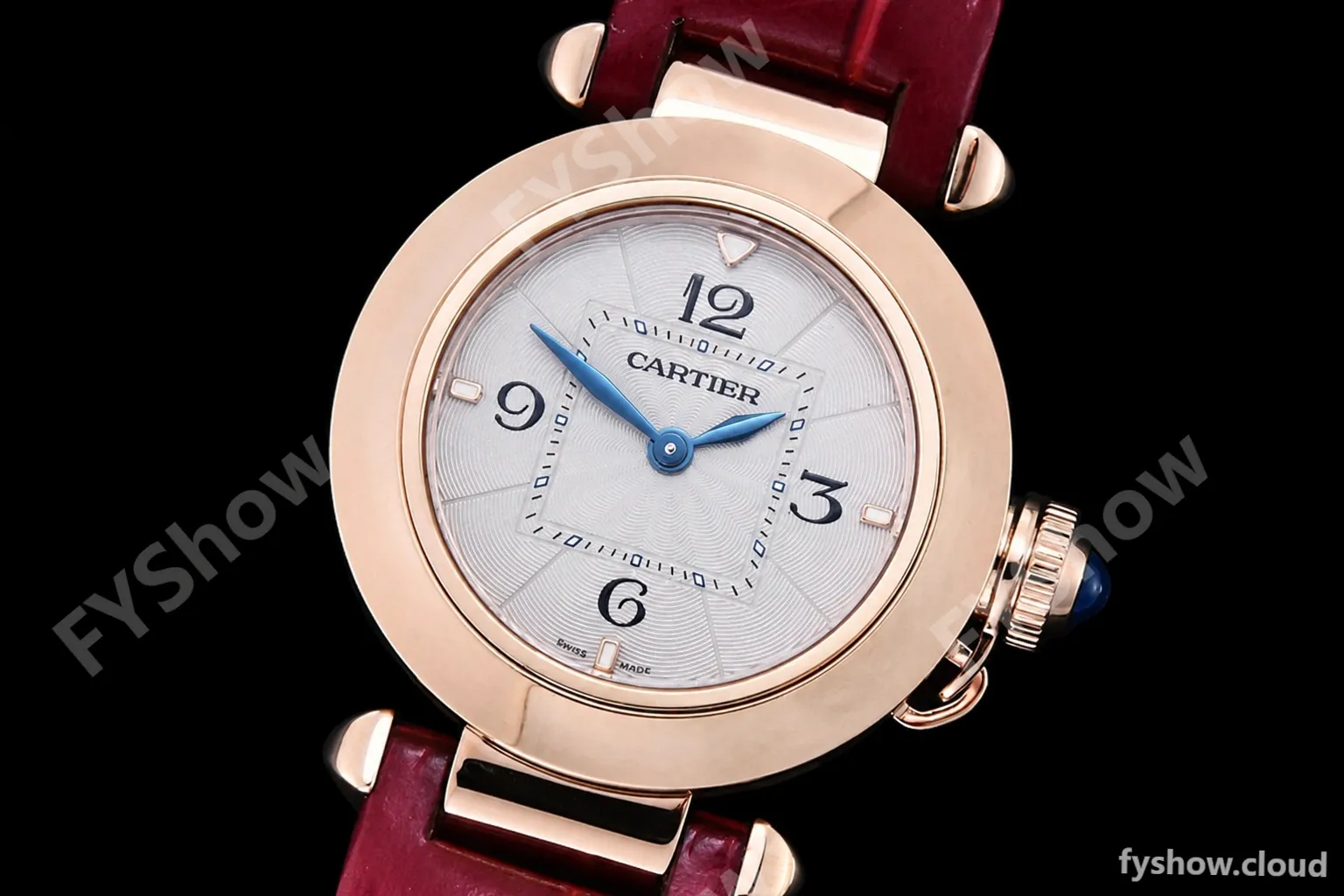 Cartier - Pasha Ladies Red RG/LE White/Num AF Qtz - Image 4
