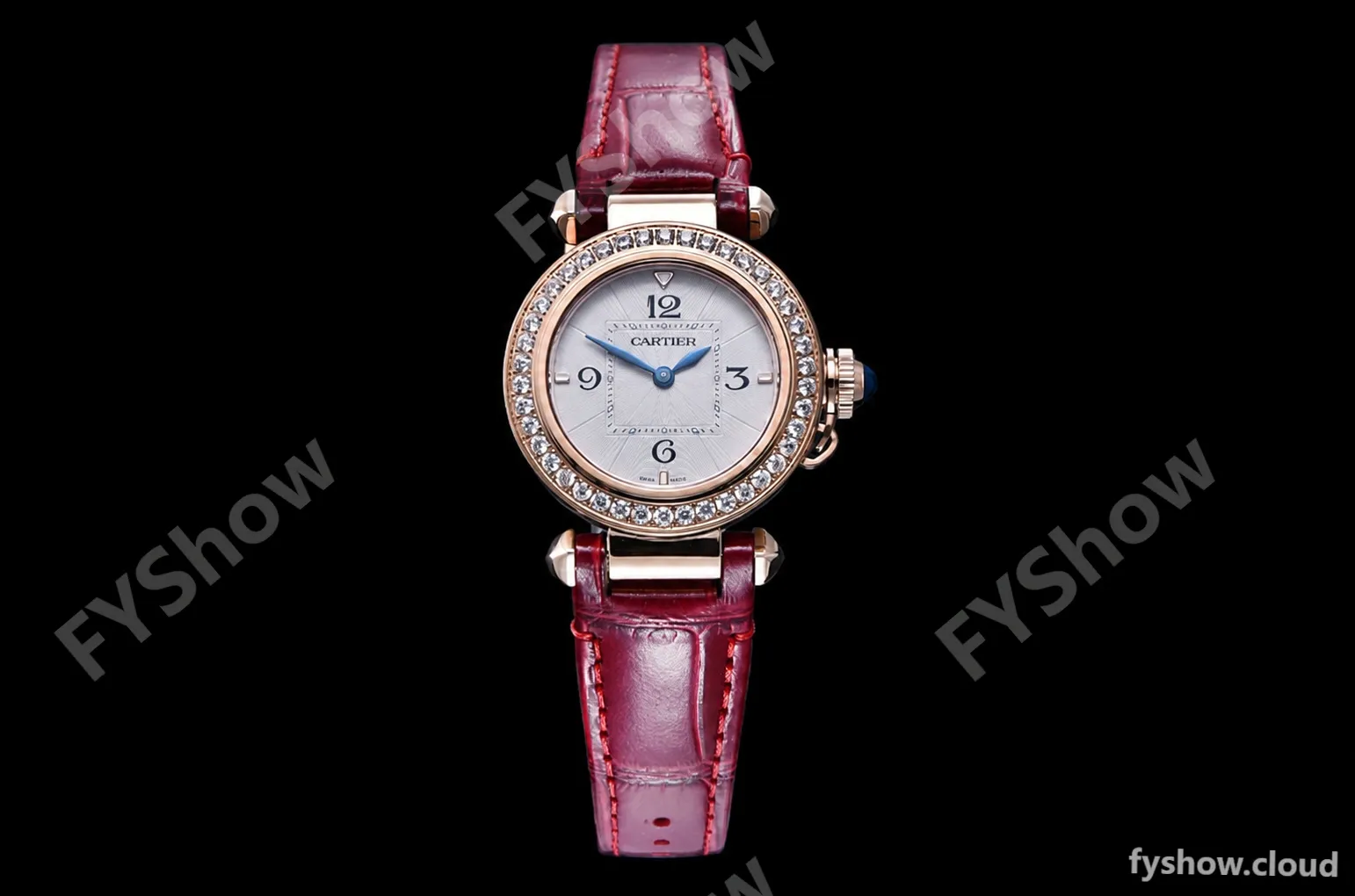 Cartier - Pasha Ladies Dia Red RG/LE White/Num AF Qtz