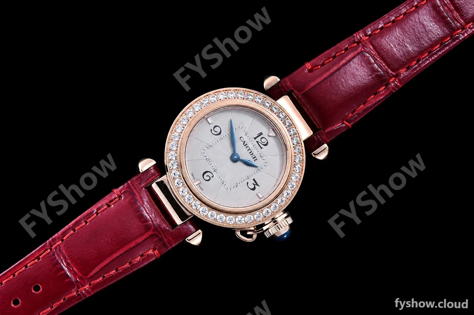 Cartier - Pasha Ladies Dia Red RG/LE White/Num AF Qtz - Image 3